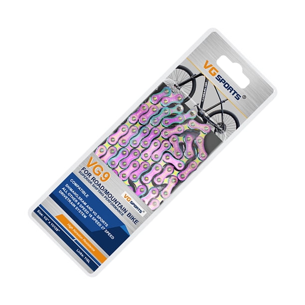 Sonducket Cadena de bicicleta de acero al carbono de seguridad mejorada elegante para cadenas de bicicleta de montaña fáciles de montar Ciclismo Colorido 9 velocidades