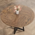thumbnail image 3 of Bingirl Industrial Round Dining Table 47 Inch Kitchen Table Set for 4 to 6 Dinner Table with Top and Metal Base for Dining Room Living Room Rustic Brown, 3 of 6