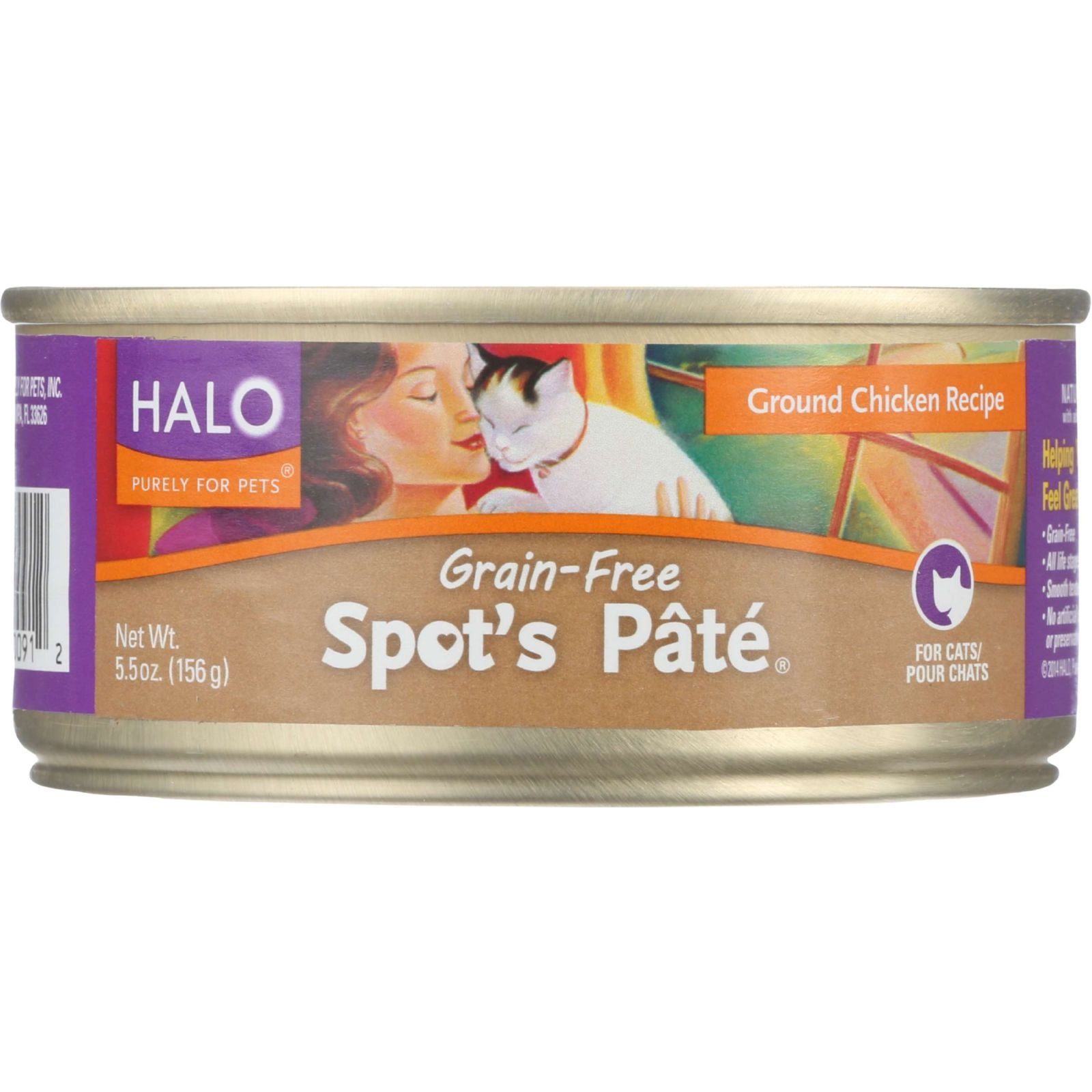 Halo Purely For Pets Cat Food Spots Pate Ground Chicken Grain-Free 5.5 oz case of 12 by HALO PURELY FOR PETS