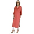 thumbnail image 4 of Phagun Indo WesternSolid Kurti For Women's V-Neck W/ Side Slit Indian Traditional Wear, 4 of 7