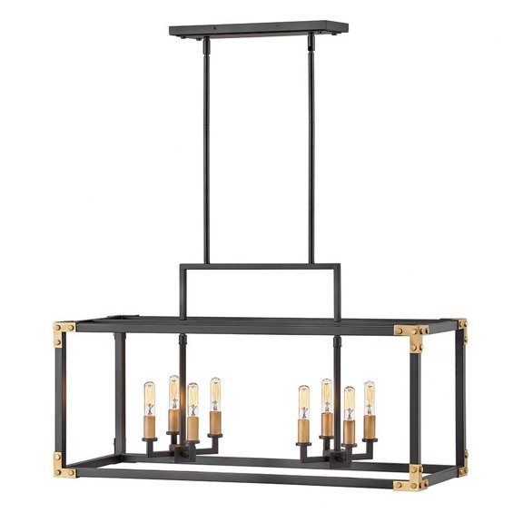 Eight Light Linear Chandelier In Transitional Style 34.5 Inches Wide By 19 Inches High Hinkley Lighting 4298Sk