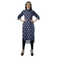 thumbnail image 2 of Moomaya Cotton Tunic Roll Up Sleeves Women Printed Kurti Knee Length Summer Kurta, 2 of 6