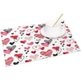 thumbnail image 2 of Valentine''s Day Placemats Set of 4 12x18 Inch Red Black Heart Romantic Table Place Mats Valentines Day Table Decoration for Indoor Outdoor Party Kitchen Dining Table, 2 of 5