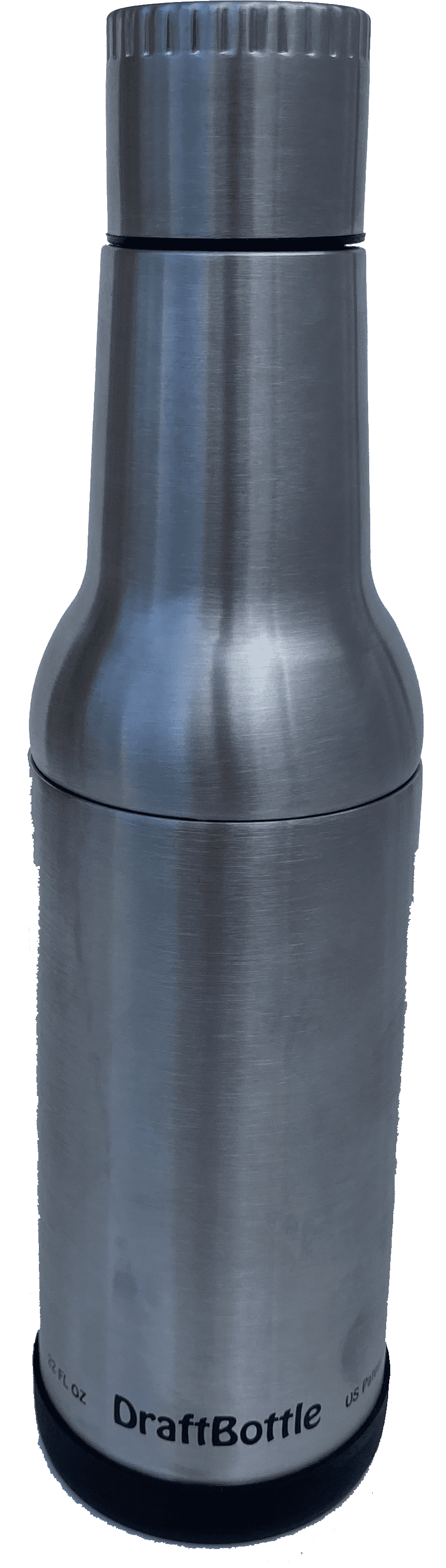 DraftBottle Brushed Stainless Steel Insulated Re-Usable Detachable Bottle with Silicone Bottom 22oz