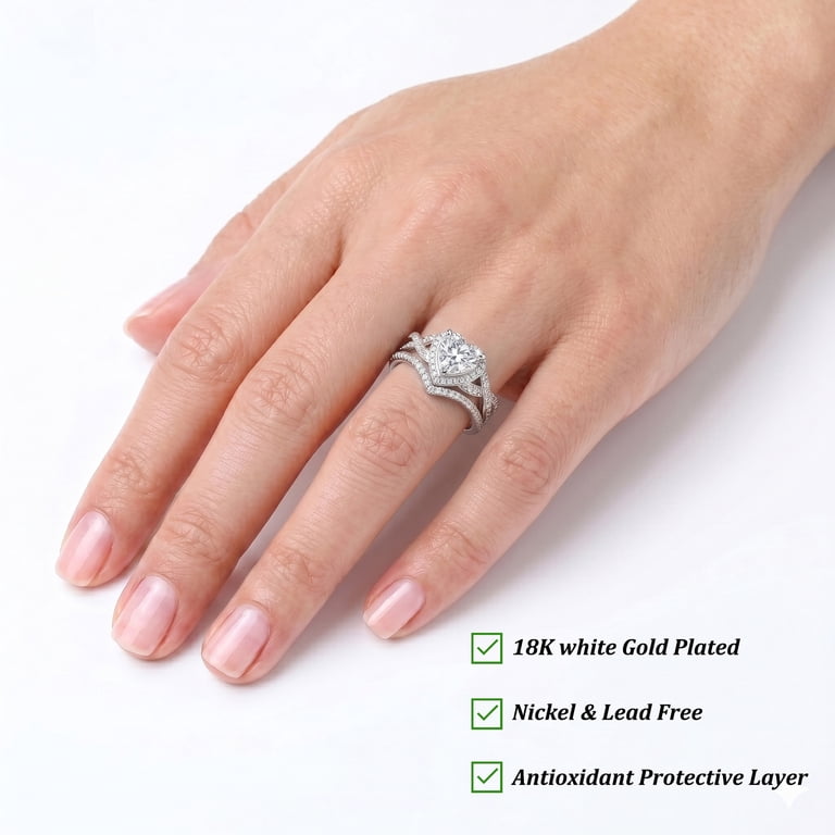 APSVO S925 Love Heart Stackable CZ Ring Set, Size 7 photo 3
