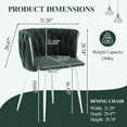 thumbnail image 2 of Modern Hand Weaving Dining Chairs Set of 2, Boucle Upholstered Vanity Chairs with Silver Legs, Side Chairs with Armrest, Accent Chair for Dining Room, and Cafe (Emerald, Set of 2), 2 of 14