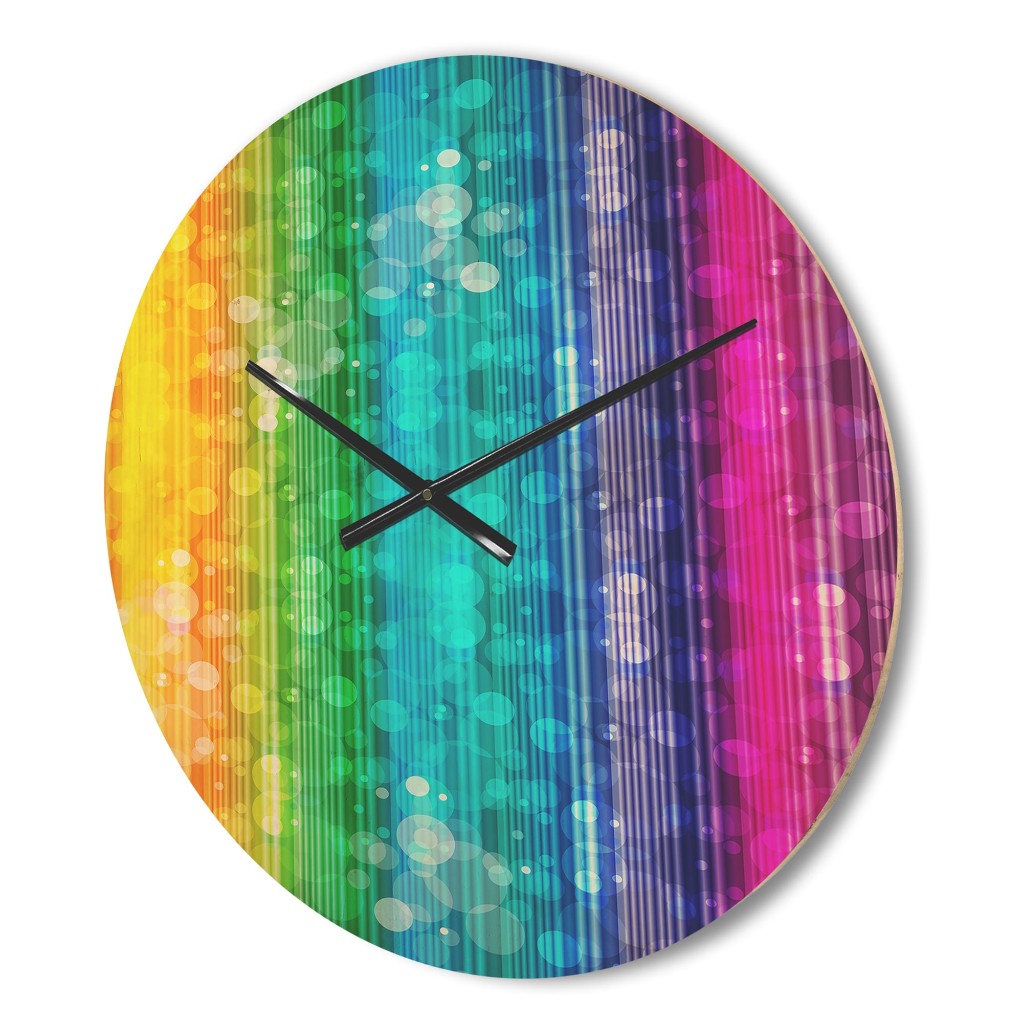 Designart 'Rainbow Illustration Effects' Modern Wood Wall Clock