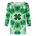 thumbnail image 2 of Craaazy Ladies' Round Neck 3/4 Sleeve T-shirt Loose Holiday Long Sleeved Tops Gifts, 2 of 5