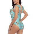 thumbnail image 5 of Yiaed World Travel Line Icons Map Print Women's Ruffled One Piece Swimsuit V Neck Swimwear Slimming Monokini for Woman-XX-Large, 5 of 8