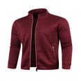 thumbnail image 3 of Men Zip Up Knit Jacket Casual Loose Stand Collar Long Sleeve Jacket, 3 of 6