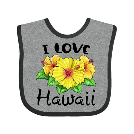 

Inktastic I Love Hawaii Hibiscus Flowers Gift Baby Boy or Baby Girl Bib