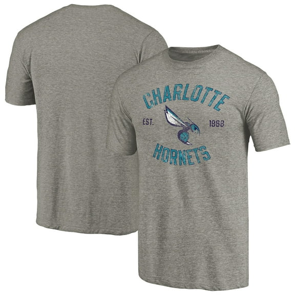 Men's Gray Charlotte Hornets Team Heritage Tri-Blend T-Shirt