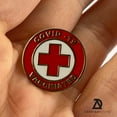 thumbnail image 4 of Vaccinated COVID-19 Coronavirus enamel Lapel Pin - Covid19 Bage gold plated pin - Brooch Vaccinated memorial for bag shirt - medical  alert symbol USA, 4 of 4