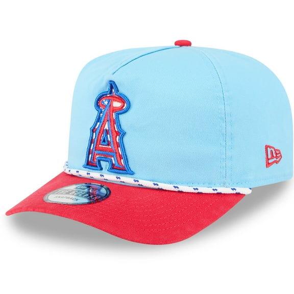 Men's New Era Light Blue/Red Los Angeles Angels 2025 Fourth of July Golfer Snapback Hat