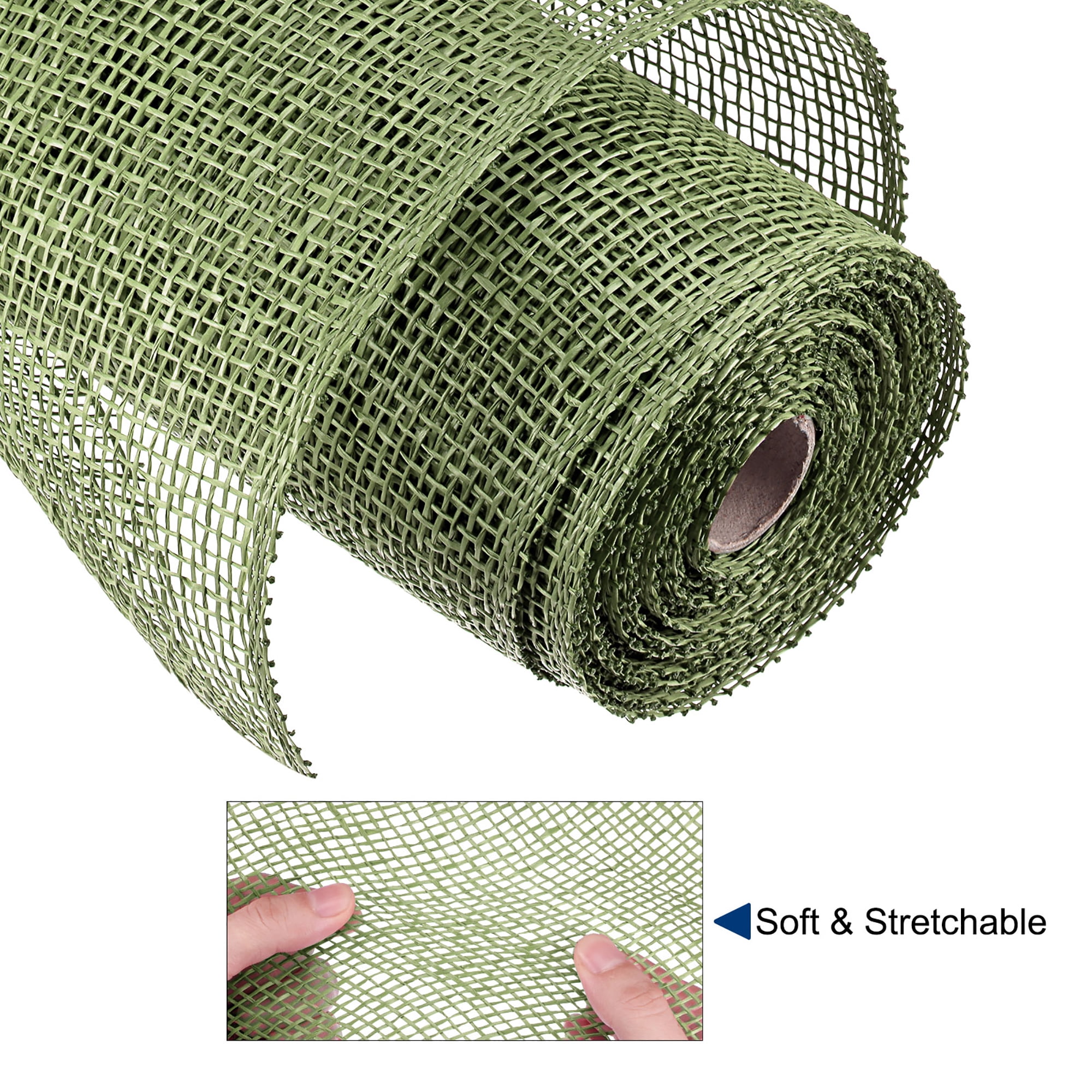 Uxcell PP Burlap Mesh 10" x 10 Yards Decorative Wrapping Ribbon, Dark Green 1 Roll