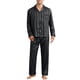 thumbnail image 5 of INSPIRAR CHIC Conjunto de Pijamas Casuales de 2 Piezas para Hombre de Satén de Manga Larga a Rayas con Botones XL Negro, 5 of 6