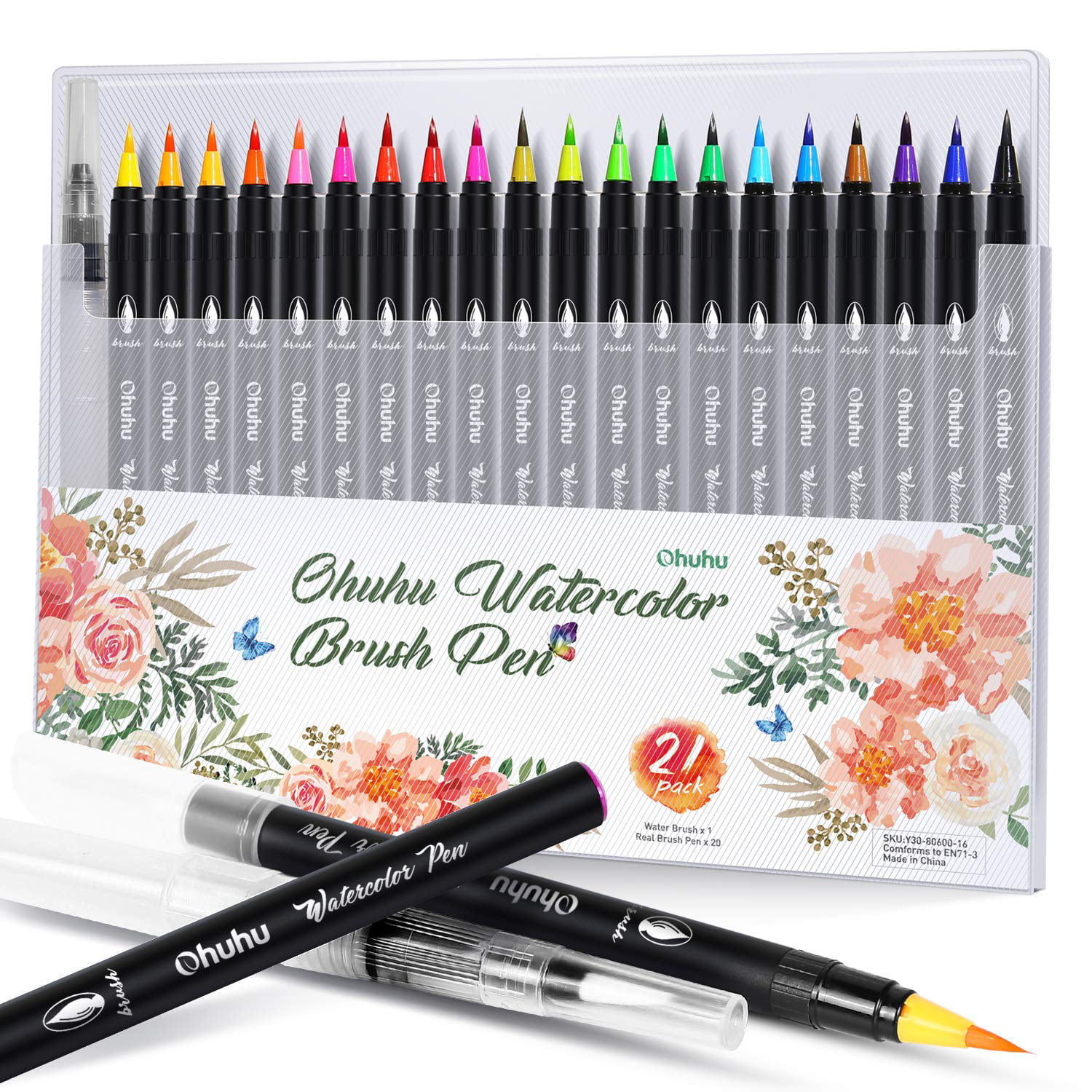 Watercolour Brush Pens Real Brush Tips Water Based Coloring Calligraphy Drawing 
