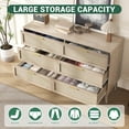 thumbnail image 6 of Studyset Modern 6-Drawer Rattan Dresser with Handles 47.2" Wide Storage Chest,Boho Double Dresser Chest of Drawers Large Table Top Large Closet Dressers Storage Cabinet Beside Table for Closet, 6 of 7