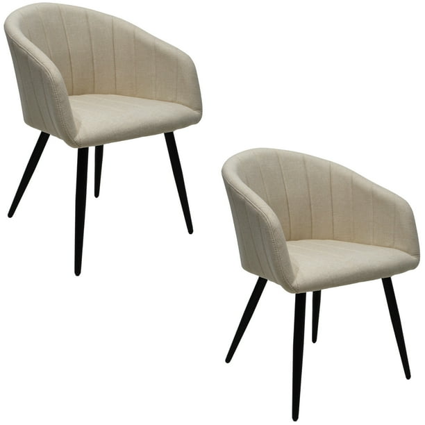 Set de 2 Sillas para comedor Burgos Mundo In Madera Solida Tapizada Base Metalica Crema