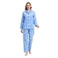 thumbnail image 3 of Apparonia Women's Pajama Sets Cotton Nightwear Long-Sleeve Button Front Shirt and Pant Sleepwear Notch Collar Pjs Lounge Sets Quiet Night​ XL, 3 of 7
