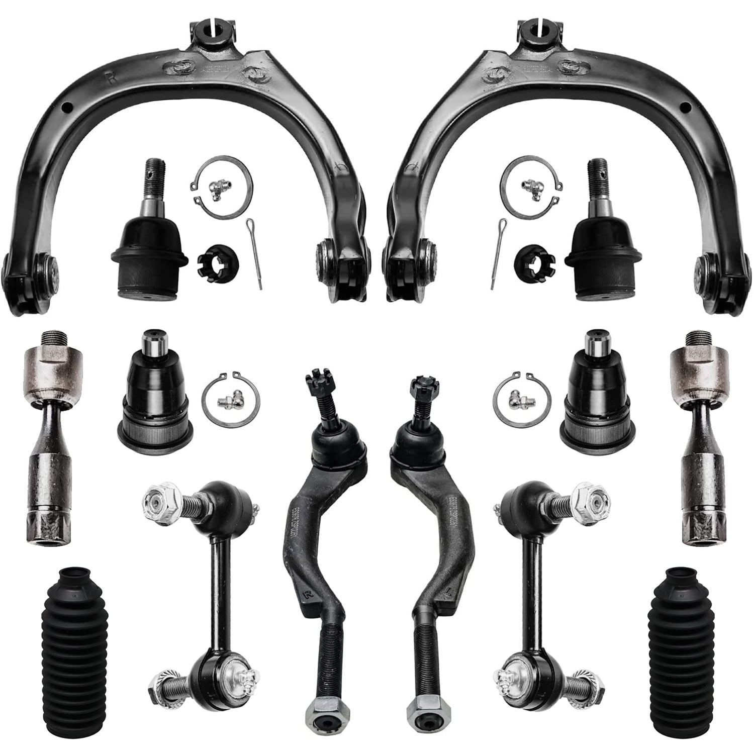 Detroit Axle 14pc Front Upper Control Arms Ball Joints Tie Rods Sway
