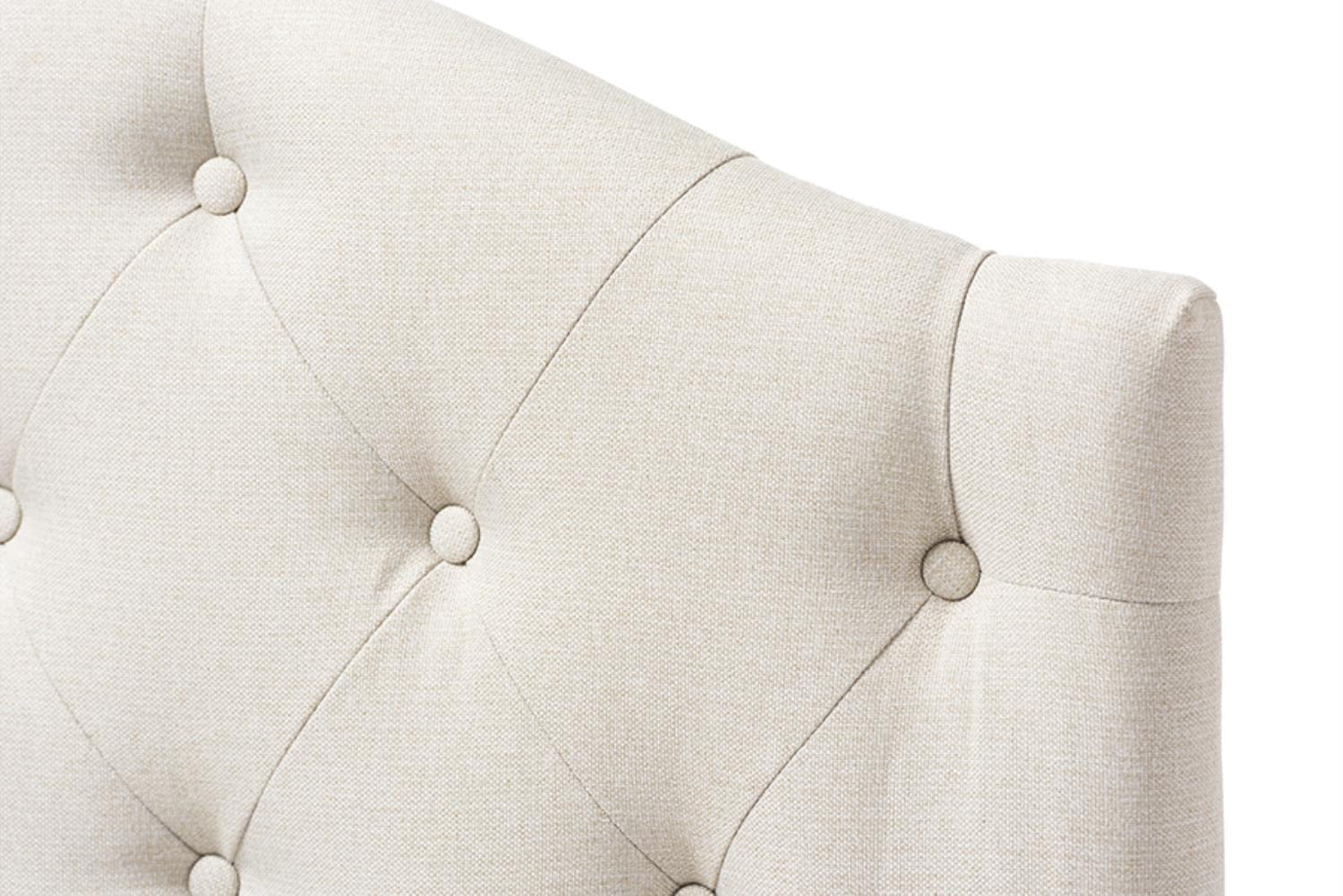Bowery Hill Faux Leather Upholstered Twin Headboard in Light Beige