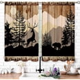 thumbnail image 3 of Rustic Cabin Forest Small Kitchen Curtains Woodland Farmhouse Brown Window Treatment Bear Deer Cafe Short Window Curtains for Bathroom Dining Room Animal Tier Treatment Drapes 26"W x 36"L, 3 of 6