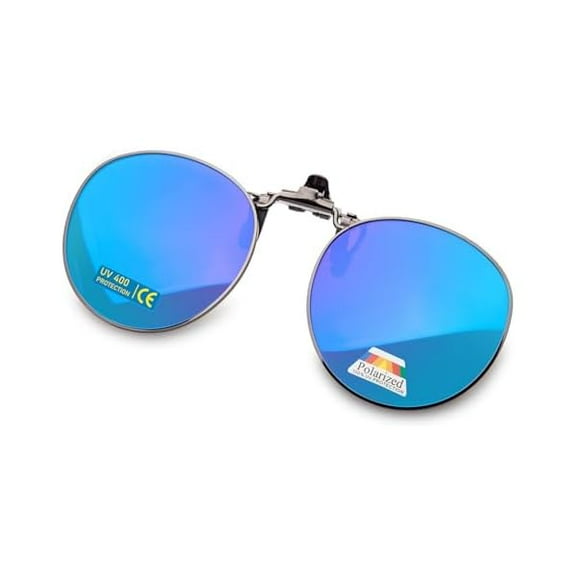 Polarized Clip-On Sunglasses UV400 Anti-Glare Lenses with Metal Frame Round