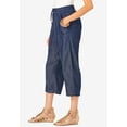 thumbnail image 3 of Roaman's Women's Plus Size Chambray Wide Leg Capri Pant, 3 of 4