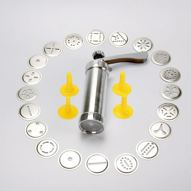 Zootealy 25Pcs Aluminium Alloy Press Machine Biscuit Making Pump Multi Pattern Cookie Biscuits Maker Cookies Mold Extruder Kitchen Cake Decorating 20 Moulds+ 4 Nozzles