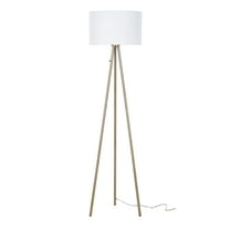 Catalina Lighting Tripod 61.25'' Dimmable Floor Lamp with White Fabric Drum Shade Modern Floor Light Fixture for Living Room, Bedroom or Office, Antique Brass