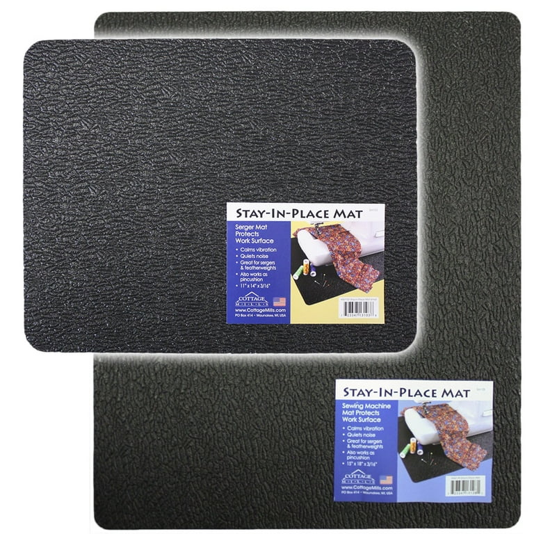 Stay-in-Place Machine Mats - 2 Piece Set - 11 inch x 14 inch & 15 inch x 18 inch - Sewing Machine and Serger Mats - Calms Vibration and dampens Noise.
