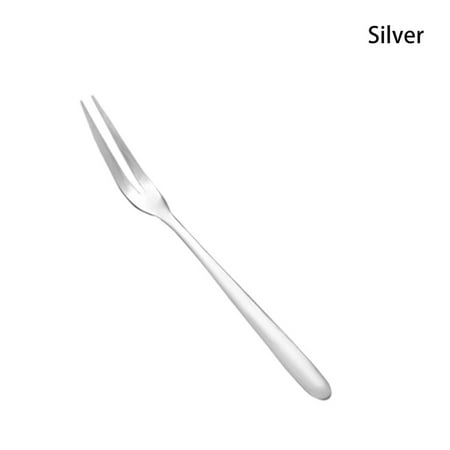 

Gift Kitchen Tools Food Pick Dinnerware Accessories 304 Stainless Steel Two-tine Fork Flatware Table Fork Dessert Fruit Forks SILVER