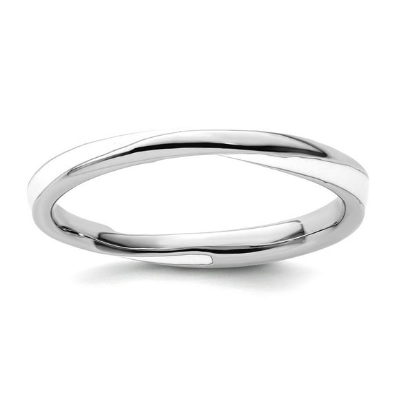 925 Sterling Silver Polished Twisted White Enameled 2.5 x 2.25mm Stackable Ring Size 6 Stackable Ring for Women