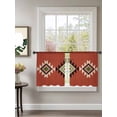 thumbnail image 2 of Triangle Combination Pattern Sheer Curtains 2 Panels Set Black Green Red Retro Decor Lihgt Filtering Rod Pocket Voile Drape, Semi Sheer Window Curtains for Bedroom Living Room, 52"x54", 2 of 5