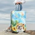 thumbnail image 7 of Hirioo French Bulldog Sunflowers Bubbles for Elasticity Suitcase Cover (No luggage Included) Durable Luggage Protector Fits 18-32 Inch Luggage-Large, 7 of 7