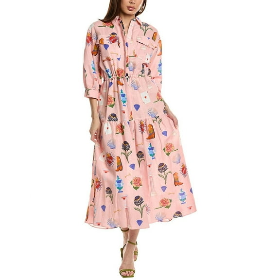 BORGO DE NOR womens  Uma Linin-Blend Shirtdress, UK 14/ US 10, Pink