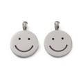 thumbnail image 2 of 304 Stainless Steel Pendants with Glass Rhinestone Flat Round with Face Pattern Charm Stainless Steel color 23.5x17x2.7mm Hole: 3x2.5mm, 2 of 3