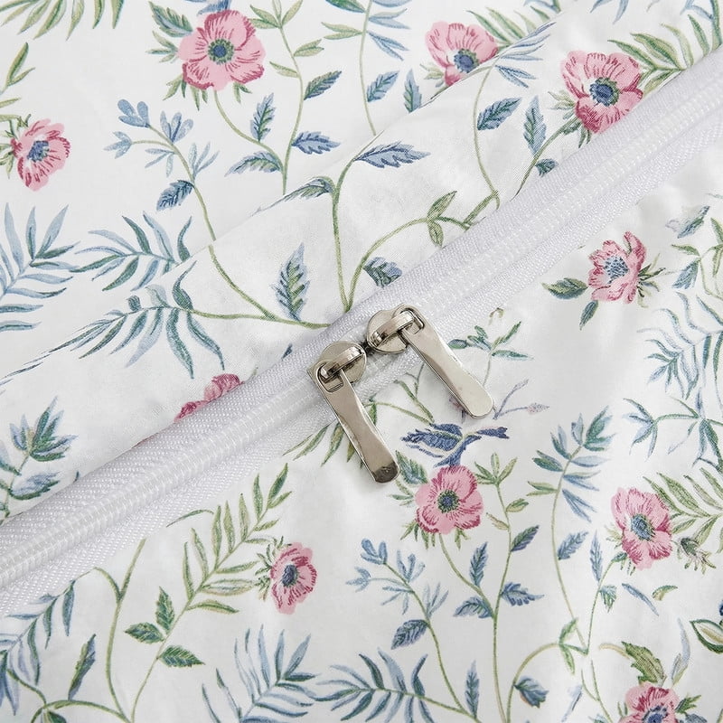Pink Floral Duvet Cover King Size, 100% Cotton Duvet Cover Set with Zipper Closure & Corner Ties, Soft Breathable Branches Floral Bedding Set for All Seasons