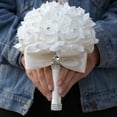 thumbnail image 4 of Qarigey Ramos de novia elegantes - Materiales de apariencia realista Flores Ramo de novia Decoración de boda Cinta roja vino Type3 NO3, 4 of 6