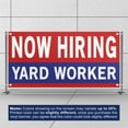 thumbnail image 3 of Now Hiring Yard Worker 13 oz Heavy Duty Vinyl Banner Yard Worker Jobs Available Lawn Care Help Wanted Sign for Business Indoor/Outdoor Single-Sided with Metal Grommets (4x8 ft, Re & Wh & Bl), 3 of 6
