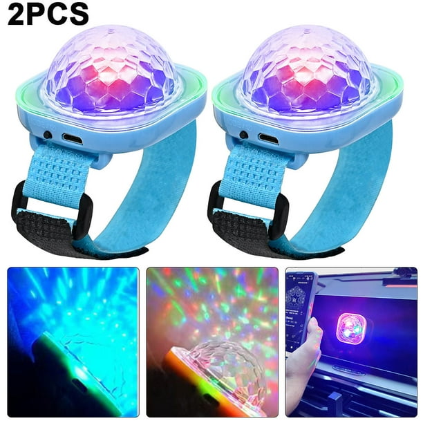 Mini Pulsera USB Cgtredaw Con Luces Discoteca 400mAh para Fiesta Baile Azul 2 Uds