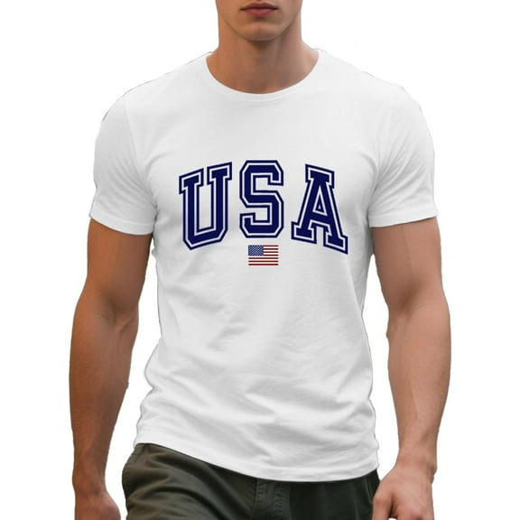 Men’s USA T-Shirt – American Flag Patriotic Tee, 4th of July Short Sleeve Shirt