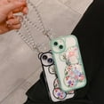 thumbnail image 4 of iPhone 12 Pro Case with Cute Flowers Bear Pattern, Camera Protector, Clear Case and Lovely Strap Bracelet Chain, Compatible for iPhone 12 Pro for Girls Women (Blue), 4 of 15