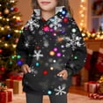 thumbnail image 6 of BaoFuBaoMei Hoodie for Boys Girls Pullover Christmas Snowflake Long Cuffed Sleeve Sweatshirt Tops with Pockets Loose Hooded Fall Clothing for Christmas Dinner Vacation Holiday, 6 of 8