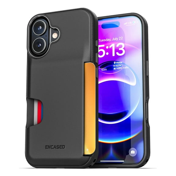 Encased for iPhone 17 Wallet Case (Cache Series) - Protective Phone Case with Built-In Card Holder Slot (Black)