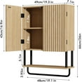 thumbnail image 4 of Fluted Bathroom Wall Cabinet with 2 Doors, 3-Tier Modern Farmhouse Medicine Cabinet, Over The Toilet Storage Cabinet with Adjustable Shelf and Towel Bar (Natural, Medium), 4 of 9