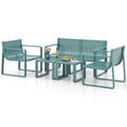 thumbnail image 2 of Costway 5 PCS Patio Furniture Set with 1 Loveseat 2 Patio Chairs & 2 Side Tables Blue, 2 of 10
