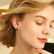 Silvora Classic Black Hoop Earring 10mm 925 Sterling Silver Huggie Earrings for Men Women Jewelry Gift Christmas Father's Day