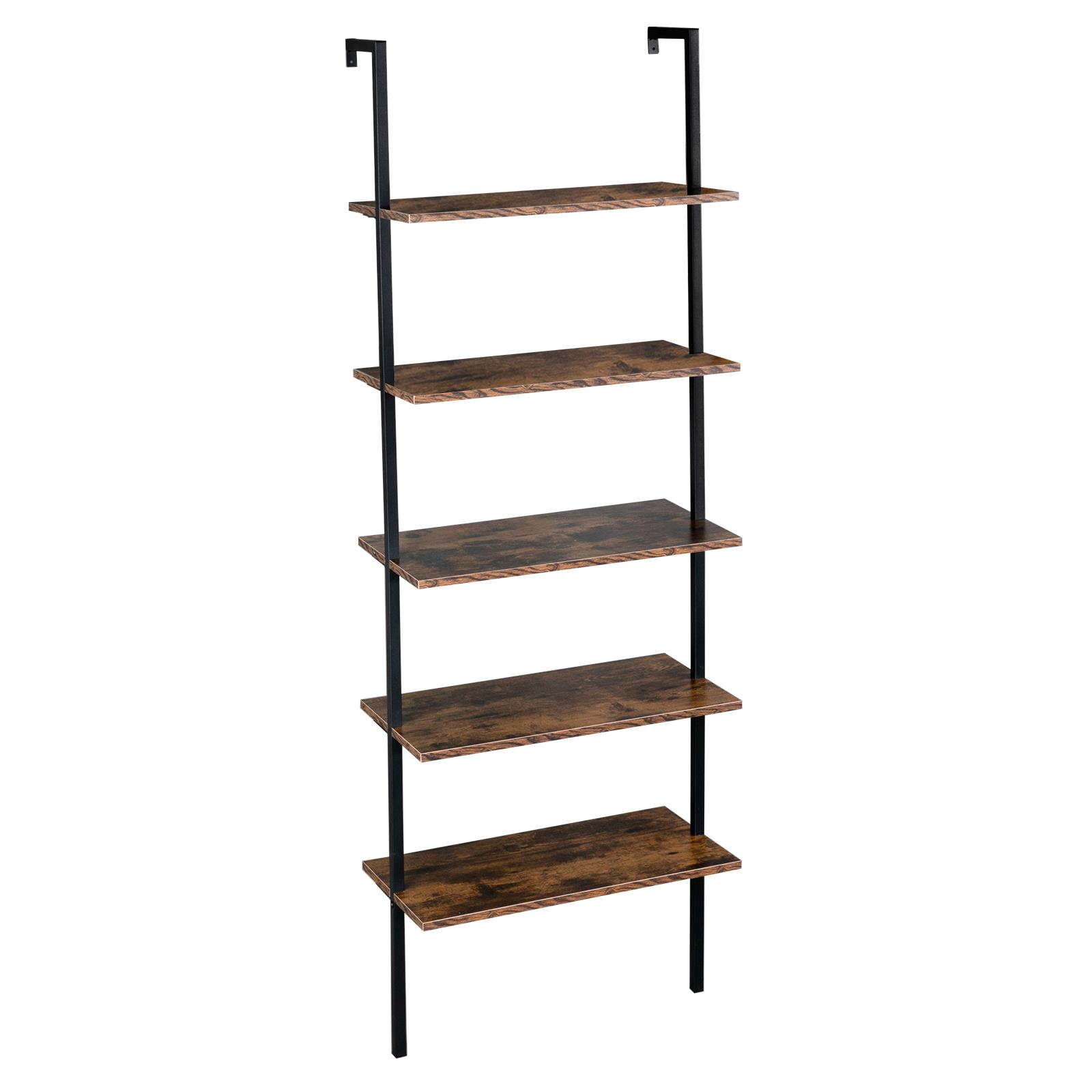 UBesGoo Wall Mounted Bookshelf, 5Shelf Leaning Ladder Bookcase